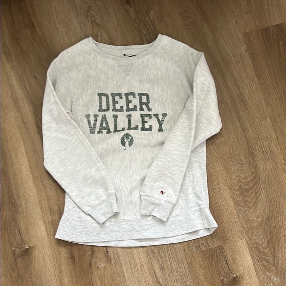 Champion Gray Crew Neck Sweater Casual Cotton Blend
